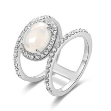 Load image into Gallery viewer, Simple Diamond Beach  Natural Moonstone Hollow Ring
