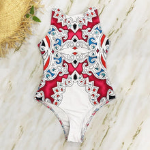 Load image into Gallery viewer, Striped Women One Piece Swimsuit Swimwear Printed Summer Bathing Suit Tropical Bodysuit-1
