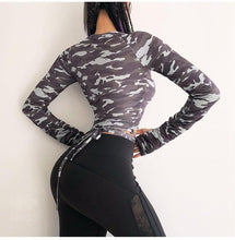 Load image into Gallery viewer, Solid Long Sleeve Yoga Crop Top Gym Shirts For Women Workout Shirts With Thumb Holes Fitness Running Sport T-shirts Training Top

