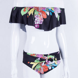 Off Shoulder Flower Swimwear Women Swimsuit Ruffles Bikini Set