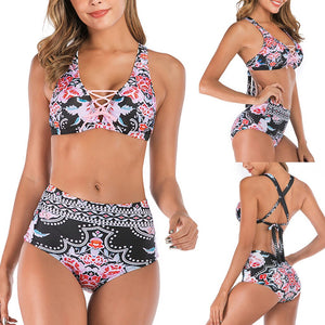 New Sexy Bikini Set Women Sunflower Two Pieces Swimwear