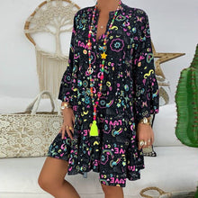 Load image into Gallery viewer, Women&#39;s Dresses Plus Size Loose Print Long Sleeve V-Collar Button Mini Dress
