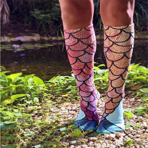 Novelty 3D Print High Knee Beach Mermaid Stockings