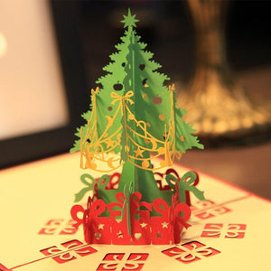 3pcs/lot Handmade 3D Design Stand Up Christmas Tree Greeting Card Holiday Happy New Year Holiday Gift Bright Color