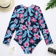 Load image into Gallery viewer, Print Floral One Piece Swimsuit Long Sleeve Swimwear Women Bathing Suit Retro Swimsuit Vintage One-piece Surfing Swim Suits
