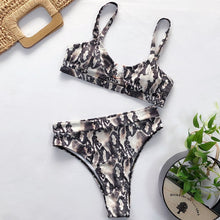 Load image into Gallery viewer, Leopard Sexy Women High Waist Bikini Swimsuit Swimwear Female Bandeau Thong Brazilian Biquini Bikini Set Bathing Suit Bather
