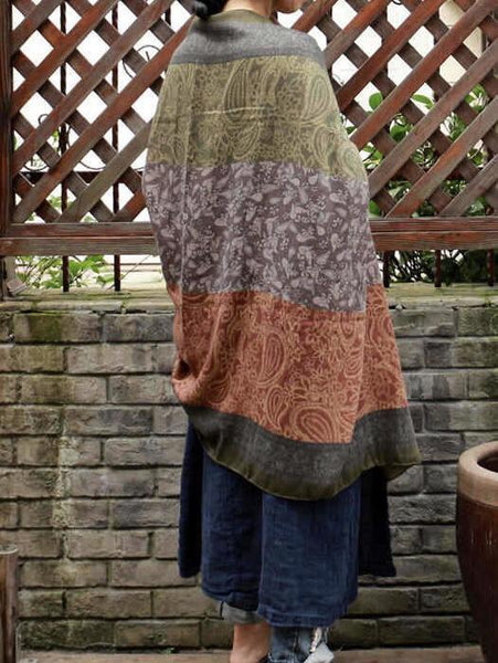 Vintage Pattern Comfortable Cotton Ethnic Style Big Scarf Shawl