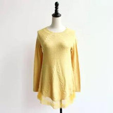 Load image into Gallery viewer, Women Long Sleeve Lace Stitching Pure Color Knitted Sweaters
