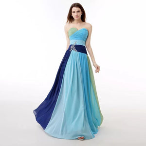 Colorful Strapless Floor Maxi Dress