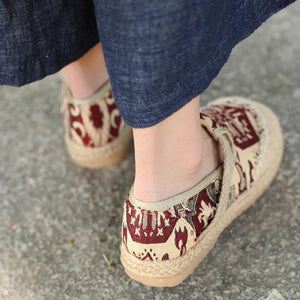 Ethnic Exqusite Embroidery Knitted Sandal Cloth Shoes For Women