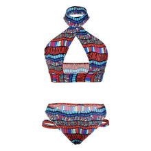Load image into Gallery viewer, 2 Colors SEXY VINTAGE TWO PIECE Bikini Print Swimsuit
