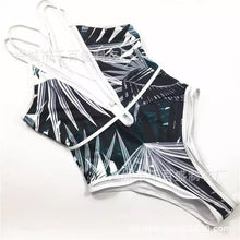 Load image into Gallery viewer, Leaf Print One Piece Beach Swimsuit Swimwear Bathing Monokini Push Up Padded Bikini -2
