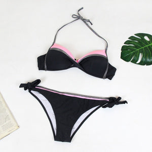 5 Colors Contract Color Bikini Set Sexy Cute Bow Low Waist Bikini Swimwear Beachwear