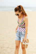 Load image into Gallery viewer, Plus Size 5XL Fish Scale Print Floral Swimsuit Monokini One Piece Swimwear
