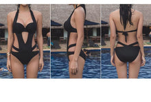 Load image into Gallery viewer, Plus Size Solid Color Black Sexy Special Designed One Piece Monokini
