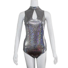 Load image into Gallery viewer, Bling Dazzling Holographic Sequins Backless Bodysuits Sexy One Piece Swimming Suits
