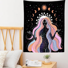 Load image into Gallery viewer, Indian Moon Phase Girl Mandala Tapestry Wall Hanging Boho decor macrame hippie Witchcraft Tapestry wall decoration cloth
