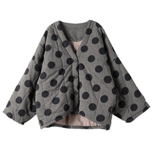 Load image into Gallery viewer, Women Polka Dot Parkas V-Neck Bat Sleeve Warm Coats Autumn/Spring New Button Loose Female Clothes Casual Parkas Coats
