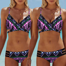 Load image into Gallery viewer, Purple Fashion Women Bohemia Push-Up Padded Bra Beach Bikini
