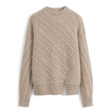 Load image into Gallery viewer, Knitted Sweater Women Long-Sleeves Pullover Loose Twist Thickening Ladies Top Solid Color Round Neck Pull Oversize Femme
