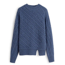 Load image into Gallery viewer, Knitted Sweater Women Long-Sleeves Pullover Loose Twist Thickening Ladies Top Solid Color Round Neck Pull Oversize Femme
