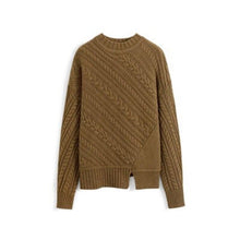 Load image into Gallery viewer, Knitted Sweater Women Long-Sleeves Pullover Loose Twist Thickening Ladies Top Solid Color Round Neck Pull Oversize Femme
