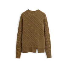Load image into Gallery viewer, Knitted Sweater Women Long-Sleeves Pullover Loose Twist Thickening Ladies Top Solid Color Round Neck Pull Oversize Femme
