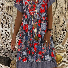 Load image into Gallery viewer, 2020 Summer Women Dress V-neck Printed Short-Sleeved Mid-length Floral Dress
