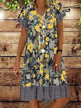 Load image into Gallery viewer, 2020 Summer Women Dress V-neck Printed Short-Sleeved Mid-length Floral Dress
