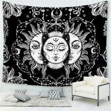 Load image into Gallery viewer, Mandala Tapestry Tarot Card  Wall Hanging Astrology Divination Witchcraft Room Decor Bedspread Throw Cover Sun Moon Wall Decor
