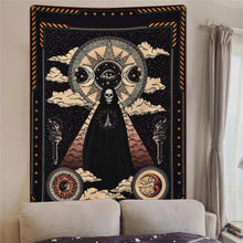 Load image into Gallery viewer, Mandala Tapestry Tarot Card  Wall Hanging Astrology Divination Witchcraft Room Decor Bedspread Throw Cover Sun Moon Wall Decor
