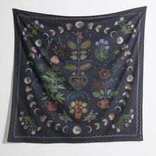 Load image into Gallery viewer, Moon Phase Tapestry Wall Hanging Botanical Celestial Floral Wall Tapestry Hippie Flower Wall Carpets Dorm Decor Starry SkyCarpet
