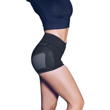 Load image into Gallery viewer, New Black Patchwork Slim Yoga Shorts Hips Push Up Women Compression Yoga Fit Tight High Waist Elastic Short Women Tight Bottom
