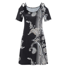 Load image into Gallery viewer, New Fashion Womens Short Sleeve Print Strapless Shoulder Mini Dress
