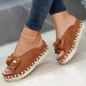 New Summer Womens Sandals Color Bow-Knot Casual Women Slippers Platform Female Slides Slip-On Outdoor New Female Footwear 2022