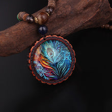 Load image into Gallery viewer, New design fashion peacock feather ethnic necklace,Nepal jewelry handmade sandalwood long sweater vintage jewelry necklace
