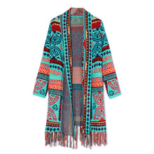 Load image into Gallery viewer, Ethnic retro tassel cardigan sweater knitted coat new loose long sleeve bohemian style
