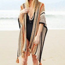 Load image into Gallery viewer, Openwork sunscreen fringed beach blouse
