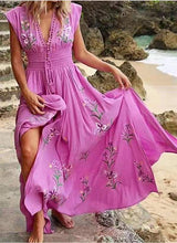 Load image into Gallery viewer, Women&#39;s V-Neck Sexy French Beach Boho Print Dress
