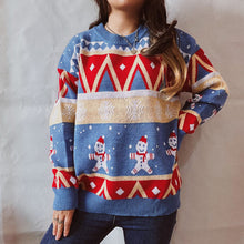 Load image into Gallery viewer, Casual Christmas sweater New Year theme round neck long sleeve pullover women
