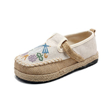 Load image into Gallery viewer, Summer New Ethnic Style Women&#39;s Single Shoes Lazy One Step Round Toe Thick Sole Cotton Hemp Embroidered Shoes
