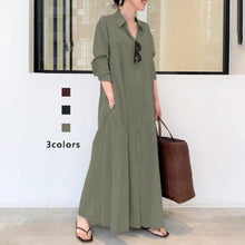 Load image into Gallery viewer, New solid color simple loose casual long shirt dress
