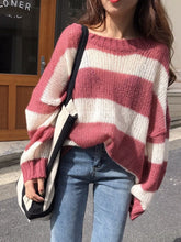 Load image into Gallery viewer, Winter Loose Contrast Stripes Thin Section Sweater

