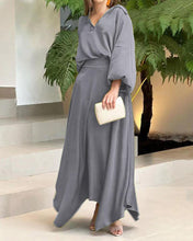 Load image into Gallery viewer, New Loose Large Size Solid Color Long Sleeve Top High Waist Long Skirt Suit
