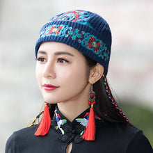 Load image into Gallery viewer, New Autumn and Winter New Ethnic Style Ladies Embroidered Wool Hat Warm Hat Knitted Hat Old Hat
