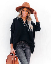 Load image into Gallery viewer, V-neck hooded multi-colored bat-sleeved sweatshirt loose threaded panels top for women
