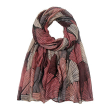 Load image into Gallery viewer, Printed Bali scarf women&#39;s ginkgo biloba cotton linen hand feel silk scarf large shawl
