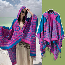 Load image into Gallery viewer, Ethnic Style New Split Shawl Women&#39;s Cloak Scarf Thickened Warm Travel Coat Cloak
