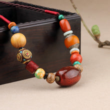 Load image into Gallery viewer, Ethnic style handmade Tibetan jewelry necklace vintage multi-treasure ceramic beads versatile cropped collarbone chain necklace women
