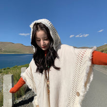 Load image into Gallery viewer, Mori Japanese shawl bohemian fringed sweater sweater grassland travel cloak hooded women
